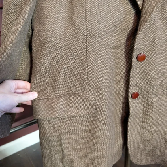 LOUIS DELL'OLIO knit Camel Hair Leather Button Made In Italy Jacket